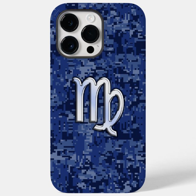 Virgo Zodiac Sign on Navy Blue Camo Case-Mate iPhone Case (Back)
