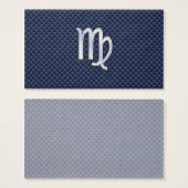 Virgo Zodiac Sign on Navy Blue Carbon Fiber Print (Front & Back)