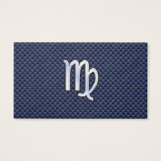 Virgo Zodiac Sign on Navy Blue Carbon Fiber Print (Front)