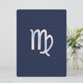 Virgo Zodiac Sign on Navy Blue Carbon Fiber Print (Standing Front)