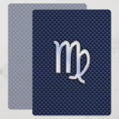 Virgo Zodiac Sign on Navy Blue Carbon Fiber Print (Front/Back)