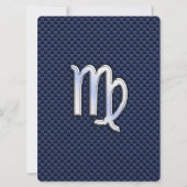 Virgo Zodiac Sign on Navy Blue Carbon Fiber Print (Front)