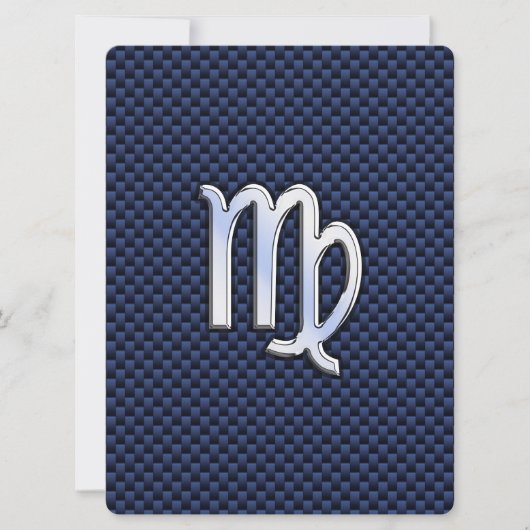 Virgo Zodiac Sign on Navy Blue Carbon Fiber Print (Front)