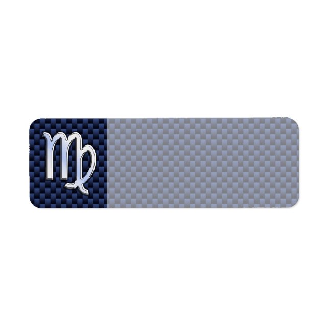 Virgo Zodiac Sign on Navy Blue Carbon Fiber Print Label (Front)