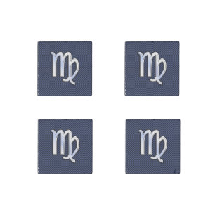 Virgo Zodiac Sign on Navy Blue Carbon Fiber Print Stone Magnet