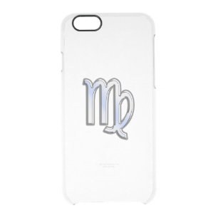 Virgo Zodiac Sign on Navy Blue Carbon Fiber Print Clear iPhone 6/6S Case