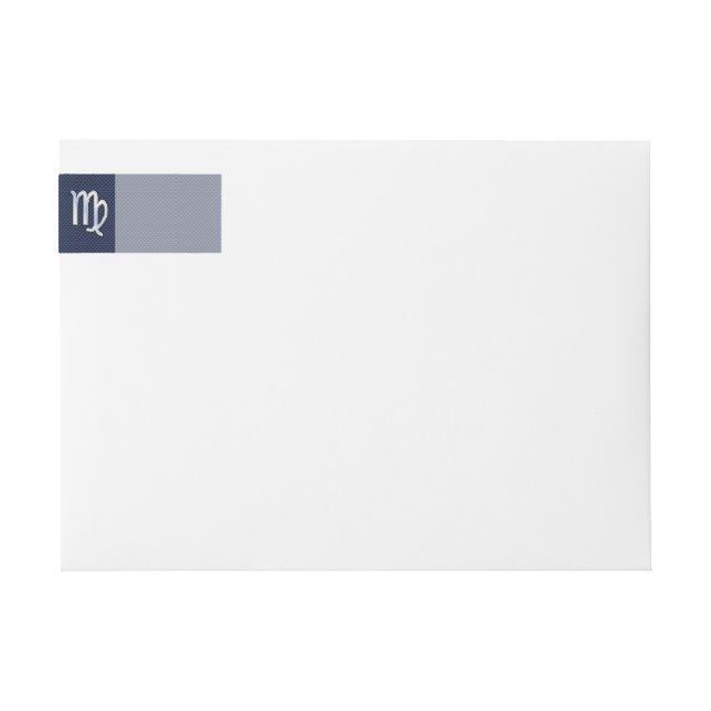 Virgo Zodiac Sign on Navy Blue Carbon Fiber Print Wrap Around Label (Front)