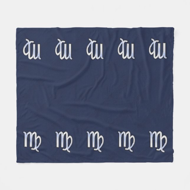 Virgo Zodiac Sign on Navy Blue Decor Fleece Blanket (Front (Horizontal))