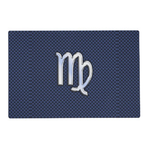 Virgo Zodiac Sign on Navy Blue Decor Placemat