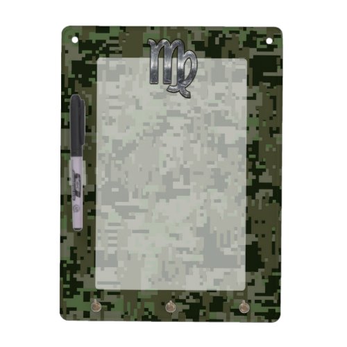 Virgo Zodiac Sign on Olive Green Digital Camo Dry Erase Board