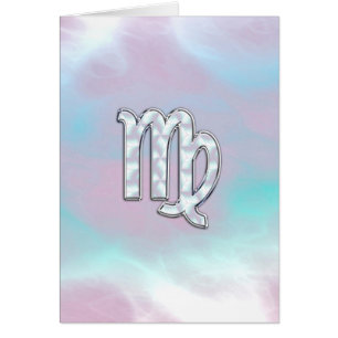 Virgo Zodiac Sign on Pastels Mother of Pearl Cards