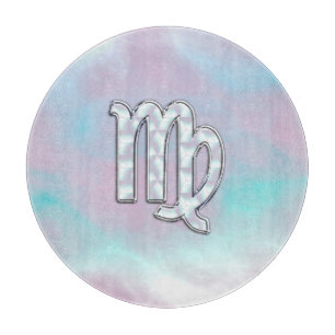 Virgo Zodiac Sign on Pastels Mother of Pearl Style Cutting Board