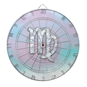 Virgo Zodiac Sign On Pastels Mother Of Pearl Style Dartboard by MustacheShoppe at Zazzle