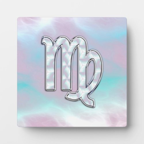 Virgo Zodiac Sign on Pastels Mother of Pearl Style Plaque