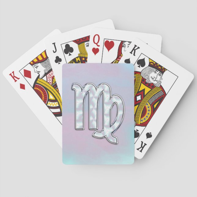 Virgo Zodiac Sign on Pastels Mother of Pearl Style Poker Cards (Back)