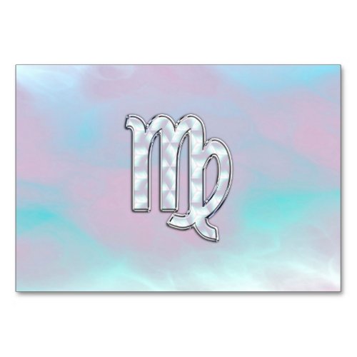Virgo Zodiac Sign on Pastels Mother of Pearl Table Number