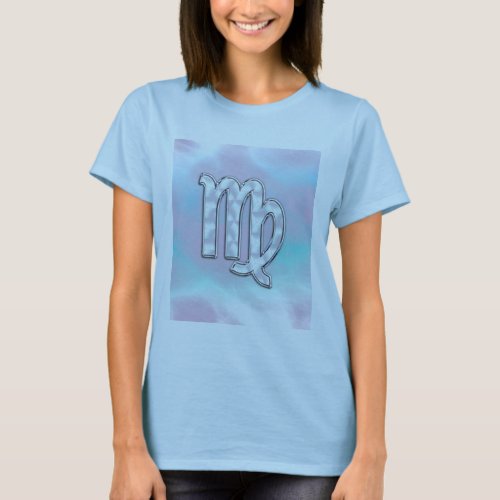 Virgo Zodiac Sign on Pastels Nacre Style Print T_Shirt