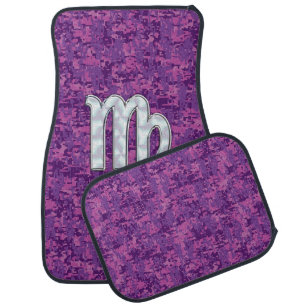 Virgo Zodiac Sign on Pink Digital Camouglage Car Mat