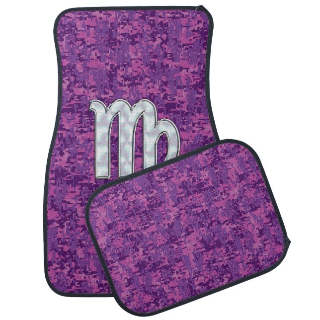 Virgo Zodiac Sign on Pink Digital Camouglage Car Mat (Set)