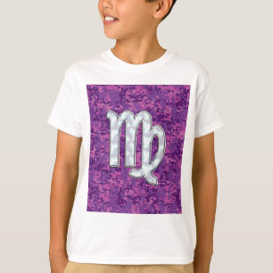 Virgo Zodiac Sign on Pink Digital Camouglage T-Shirt