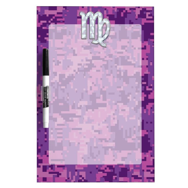 Virgo Zodiac Sign Pink Fuchsia Digital Camouflage Dry Erase Board (Front)