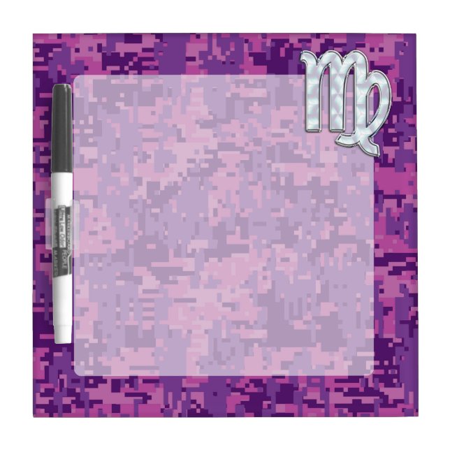 Virgo Zodiac Sign Pink Fuchsia Digital Camouflage Dry-Erase Board (Front)