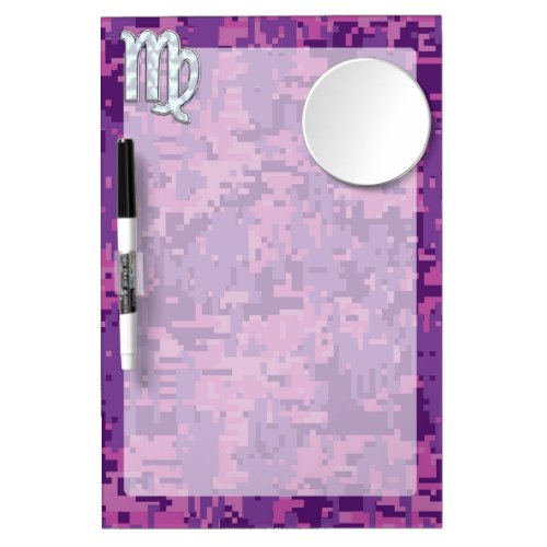 Virgo Zodiac Sign Pink Fuchsia Digital Camouflage Dry Erase Board With Mirror