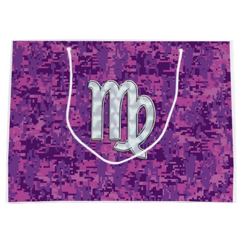 Virgo Zodiac Sign Pink Fuchsia Digital Camouflage Large Gift Bag