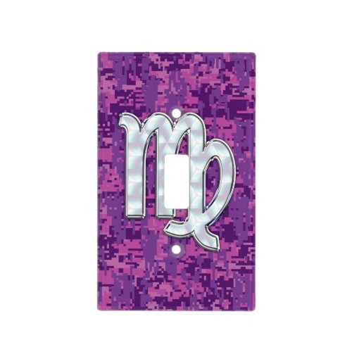 Virgo Zodiac Sign Pink Fuchsia Digital Camouflage Light Switch Cover