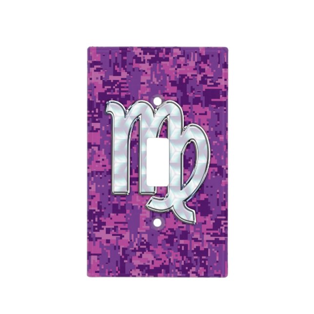 Virgo Zodiac Sign Pink Fuchsia Digital Camouflage Light Switch Cover (Front)