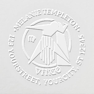 Virgo Zodiac Sign Round Name Return Address Embosser