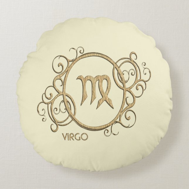 Virgo Zodiac Sign Round Pillow (Front)