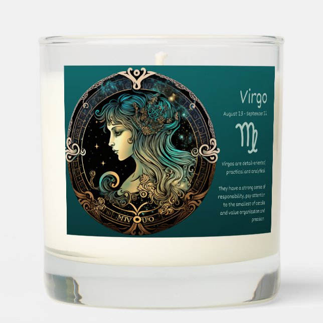 Virgo Zodiac Sign Scented Soy Jar Candle (Front)