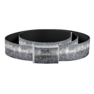 Virgo Zodiac Sign Silver Distressed Style Belt