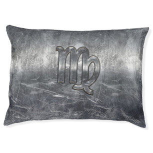 Virgo Zodiac Sign Silver Distressed Style Pet Bed