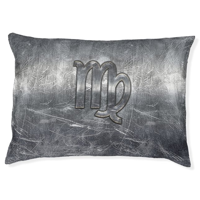 Virgo Zodiac Sign Silver Distressed Style Pet Bed (Front)