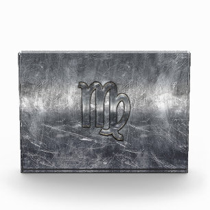 Virgo Zodiac Sign Silver Grunge Distressed Style Award