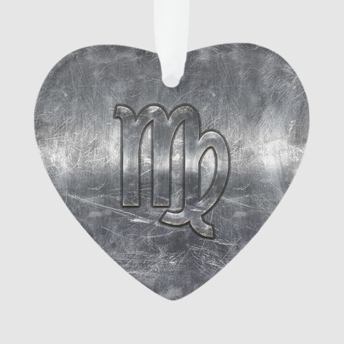 Virgo Zodiac Sign Silver Grunge Distressed Style Ornament