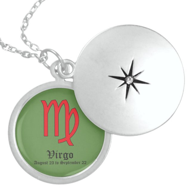 Virgo, zodiac sign sterling silver necklace (Front)