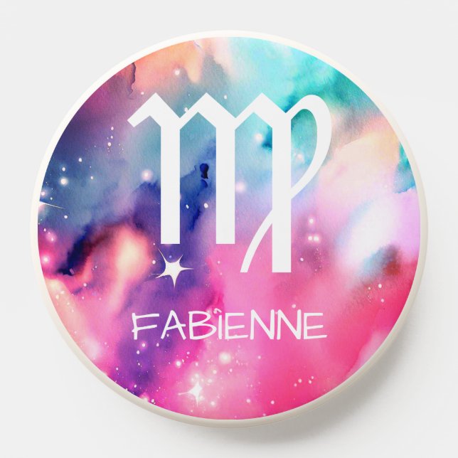 Virgo Zodiac Sign Stunning Watercolor Painting  PopSocket (Popsocket)