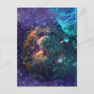 Virgo Zodiac Sign Watercolor Design Postcard