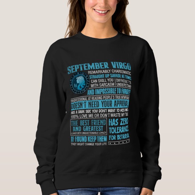 Virgo Zodiac Signs Astrology September Birthday Pa Sweatshirt (Front)
