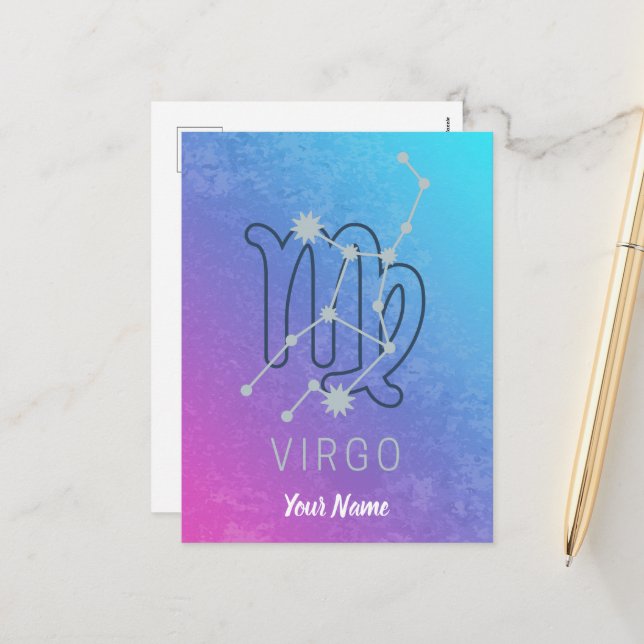Virgo Zodiac Star Sign Horoscope Constellation Holiday Postcard (Front/Back In Situ)