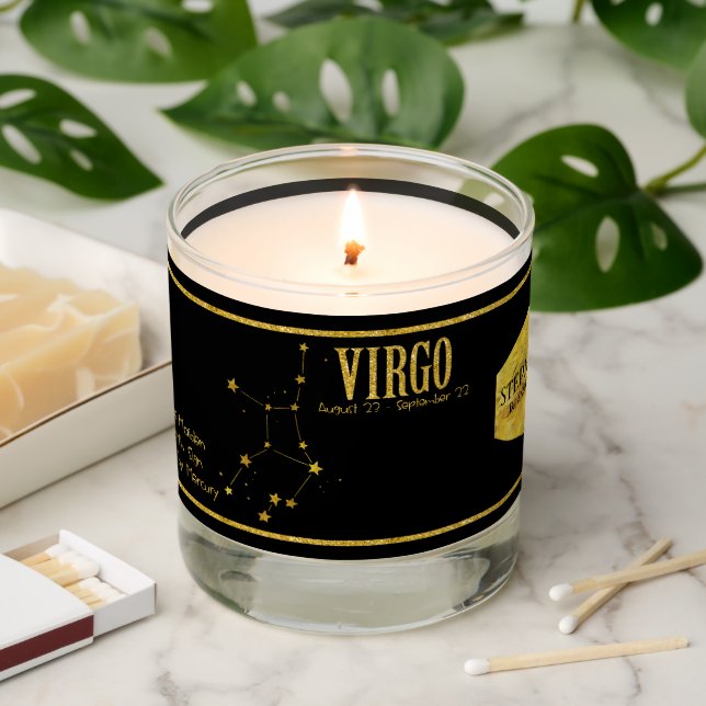 Virgo Zodiac Star Sign Personalized Scented Candle (Lit)