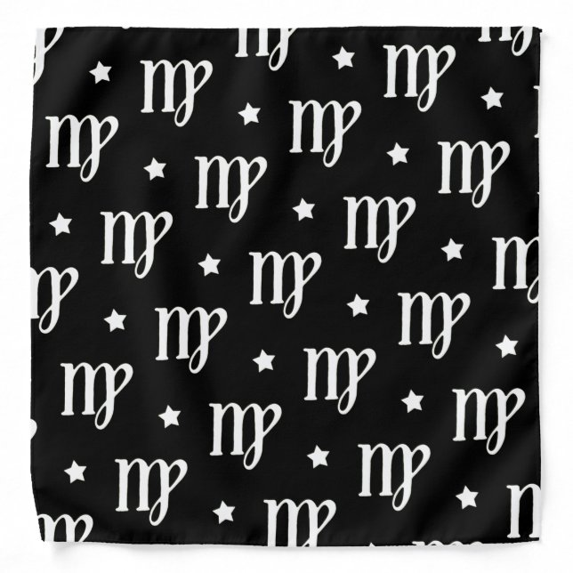 Virgo Zodiac Symbol and Stars Pattern Bandana (Front)