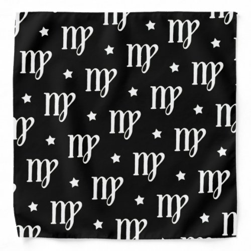 Virgo Zodiac Symbol Black and White Bandana