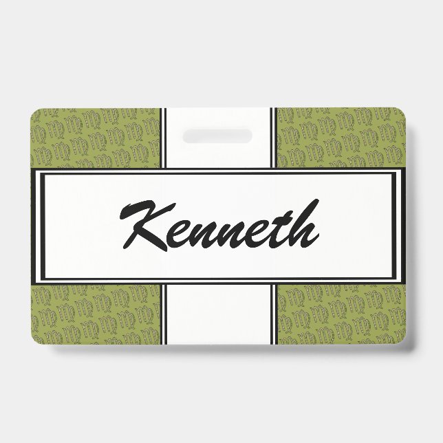 Virgo Zodiac Symbol Element by Kenneth Yoncich Badge (Front)