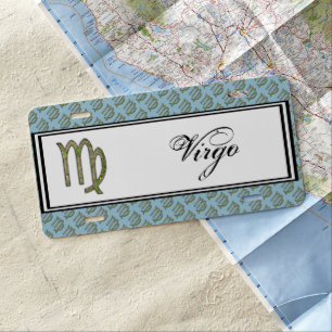 Virgo Zodiac Symbol Element by Kenneth Yoncich License Plate