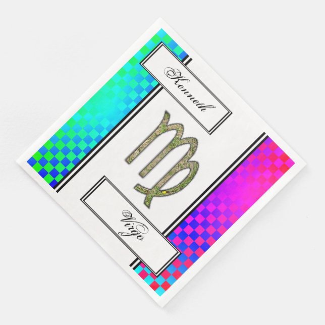 Virgo Zodiac Symbol Element by Kenneth Yoncich Paper Dinner Napkins (Corner)