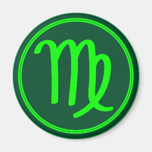 Virgo Zodiac Symbol Green Contrast Magnet